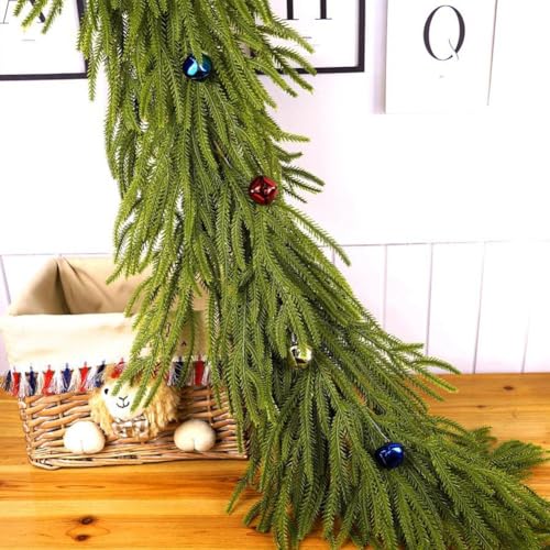 Cikiki Künstliche Norfolk-Kiefer-Girlanden, Weihnachtsdekoration, 5/6/9ft fühlt Sich echt an, Winter-Kieferngirlande, grüne künstliche Grüngirlande für Tisch, Kaminsims, Wand, Innen- und von Cikiki