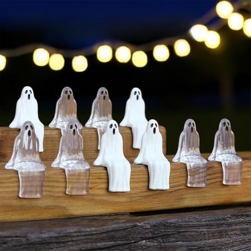 Mini-Geisterstatue, sitzende Geister-Miniaturen, Halloween, schreiende oder lächelnde Geister, Dekorationen für Blumentopf, Bücherregal, Fensterbank, 20 Stück von Cikiki