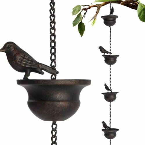 Regenkette, Kolibri-Regenketten für Dachrinnen, funktionale und dekorative Ersatz-Fallrohrkette für außen, Metall Garten Regenwasser Umlenker Fangketten, Antikes Kupfer Regenkette, Kolibri-Regenketten für Dachrinnen, funktionale und dekorative Ersatz-Fallrohrkette für außen, Metall Garten Regenwasser Umlenker Fangketten, Antikes Kupfer von Cikiki