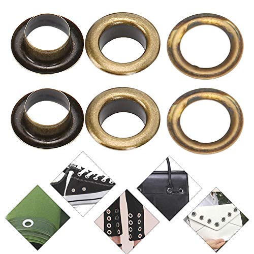 100 Stück Tülle Kit Metall Messing Ösen Ösen mit Unterlegscheibe für Schuhkleidung Leinwand Leder DIY Projekte, 4mm Innendurchmesser von Cikonielf