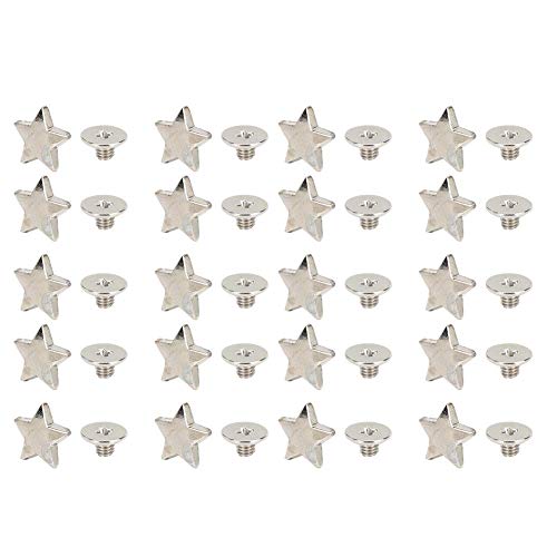 20 Stück Alloy Stars Shape Niet Stud Button Schraubbeutel Kleidung Schuhe Punk Star Shape Rivet Stud Button DIY Kleidung Schuhe Dekoration Zubehör mit Schrauben(Flaches Silber) von Cikonielf