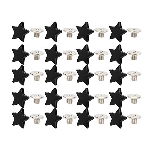 Cikonielf 20 Stück Alloy Stars Shape Niet Stud Button Schraubbeutel Kleidung Schuhe Punk Star Shape Rivet Stud Button DIY Kleidung Schuhe Dekoration Zubehör mit Schrauben(Flachschwarz) von Cikonielf