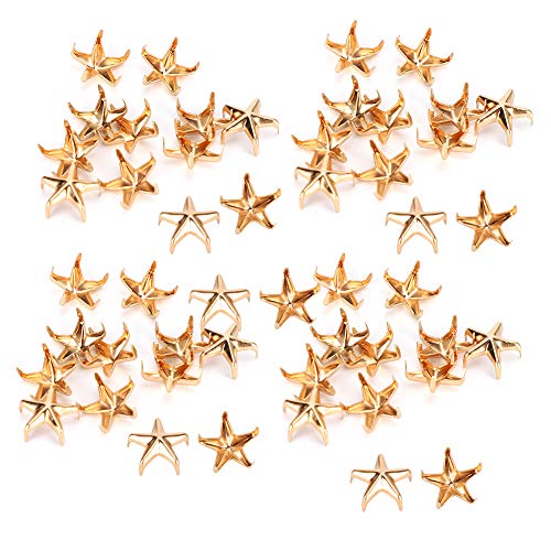 200Pcs Metall Nieten Selbstklebende Nieten Star Claw Handpress Spikes DIY Basteln für DIY Scrapbooking Dekoration Zubehör(Gold) von Cikonielf