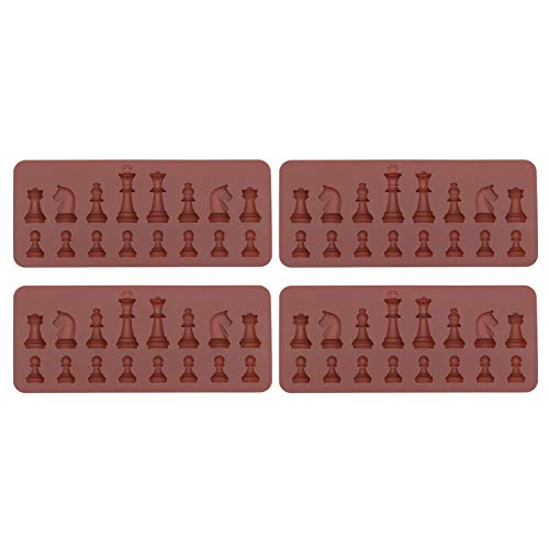 4PCS Schachform Silikonform Handgefertigte Schokoladenkuchenform für die DIY-Herstellung von Backzubehör 7.9x3.5in von Cikonielf