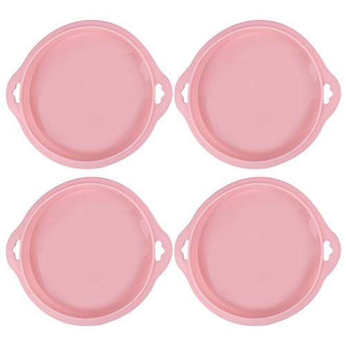 4PCS Silikon Schicht Kuchenform Runde Form Brotform Kuchenform Antihaft Backen Küchengeräte Öfen und Kühlschränke für Familienessen Partys(S-Rosa) von Cikonielf