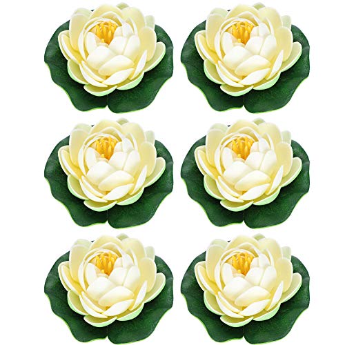 Cikonielf 6 Stück künstlichen Teichpflanzen Lotus Lilien Schwimmende Blumen Künstliche Seerosen Lotusblüte für Aquarium Terrasse Garten Pool Garten Teich von Cikonielf