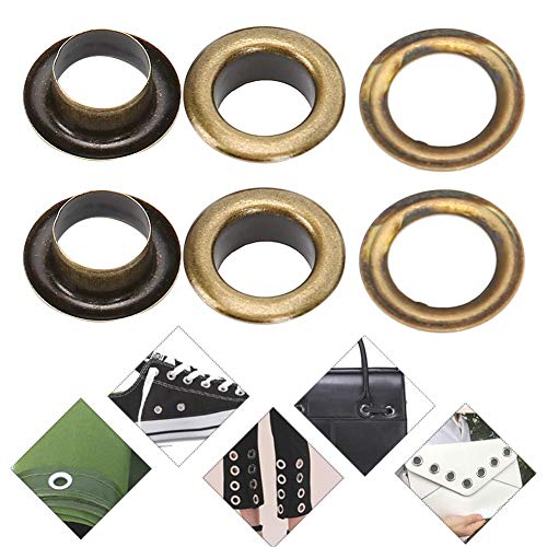 Cikonielf 100 Stück Tülle Kit Metall Messing Ösen Ösen mit Unterlegscheibe für Schuhkleidung Leinwand Leder DIY Projekte, 4mm Innendurchmesser von Cikonielf