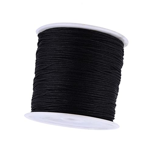 Cikonielf 100M x 0,8mm Nylon Chinese Knot Cord haltbar Rattail Macrame Shamballa Thread String Schwarz von Cikonielf