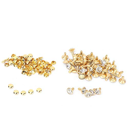 Cikonielf 50PC Strass Nieten Crystal Inlay Rapid Rivets Spots Nieten für DIY Leder Kleidung Tasche Schuhe Craft Decoration(Weißer Kristall) von Cikonielf