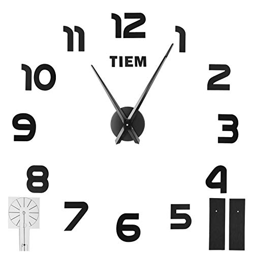 Cikonielf DIY Wanduhr Innovative Acryl Spiegel Aufkleber Uhr Kit für Wohnzimmer Schlafzimmer Innovative Uhr DIY mit Ihrer Familie Verwendet als Handwerk Business Geschenke Wanduhren(schwarz) von Cikonielf