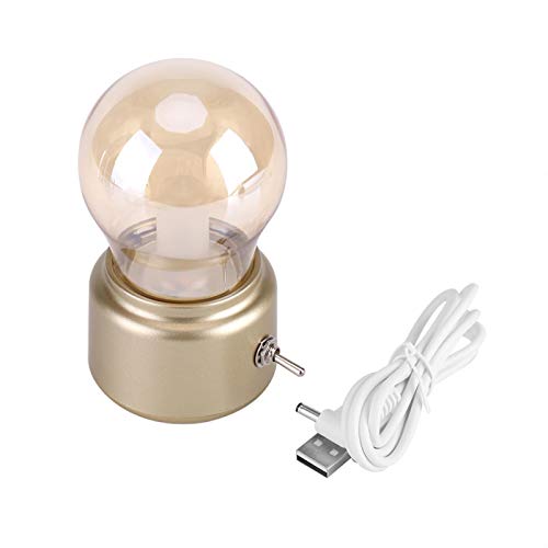 Cikonielf Kreatives Retro-LED-Nachtlicht, transparent, USB wiederaufladbar, Nachttischlampe, goldfarben von Cikonielf