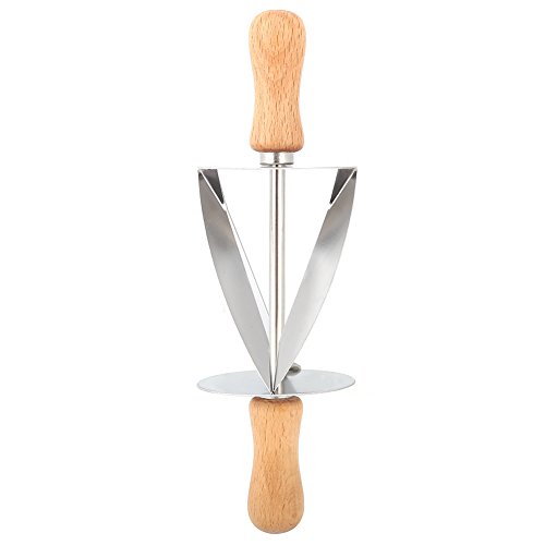 Croissant Rolling Cutter Edelstahl Croissant Rolling Cutter Brotteig Gebäckherstellung Werkzeug mit Holzgriff von Cikonielf