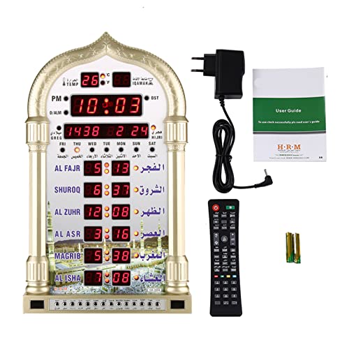 Cikonielf Muslim Wecker Muslimische Uhr islamischer Wandkalender Azan Moschee Gebetsuhr Islam weltweit Gebetszeit Makkah Gebetsmusik Digitalanzeige Wanduhr EU Plug 110v-240V von Cikonielf