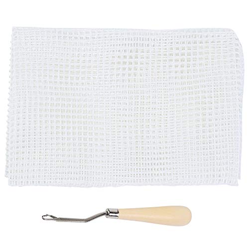 Teppich Haken Mesh Leinwand Holz gebogenen Riegel Haken Haushalt DIY handgemachte Häkeln Teppich Teppich Stricken Mesh Stoff Zubehör Werkzeuge(Maschentuch 50cm + Holzgriff häkeln) von Cikonielf