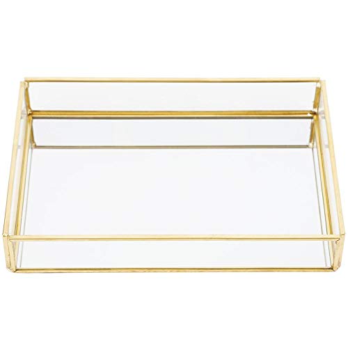 Vintage Metall Glas Aufbewahrungsbox Gold Tablett Schmuck Kosmetik Vitrinen Badezimmer Zubehör(#1) von Cikonielf