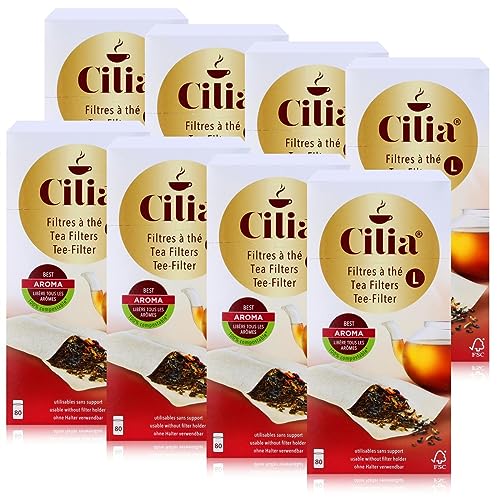 CILIA® Teefilter 80 Stk. Grösse L ohne Halter verwendbar (8er Pack) von Cilia
