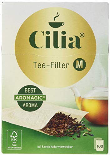 Cilia Teefilter-Set, Papier-Filter zur Verwendung mit und ohne Halter, 2 x 100 Stück, Größe: M, Naturbraun, 125432, 0.1 x 0.99 x 1,37 cm von Cilia
