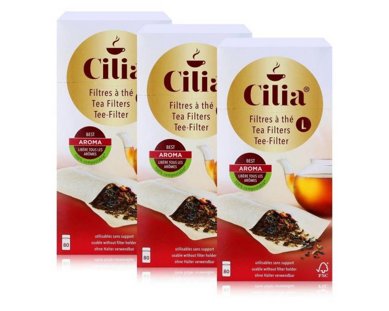 Cilia Teesieb CILIA® Teefilter 80 Stk. Grösse L ohne Halter verwendbar (3er Pack) von Cilia