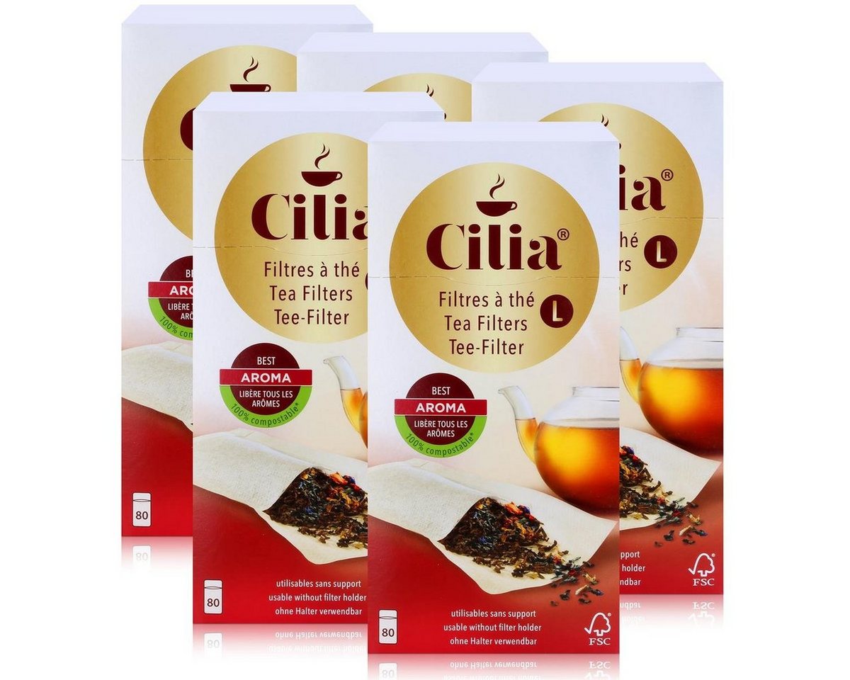 Cilia Teesieb CILIA® Teefilter 80 Stk. Grösse L ohne Halter verwendbar (5er Pack) von Cilia