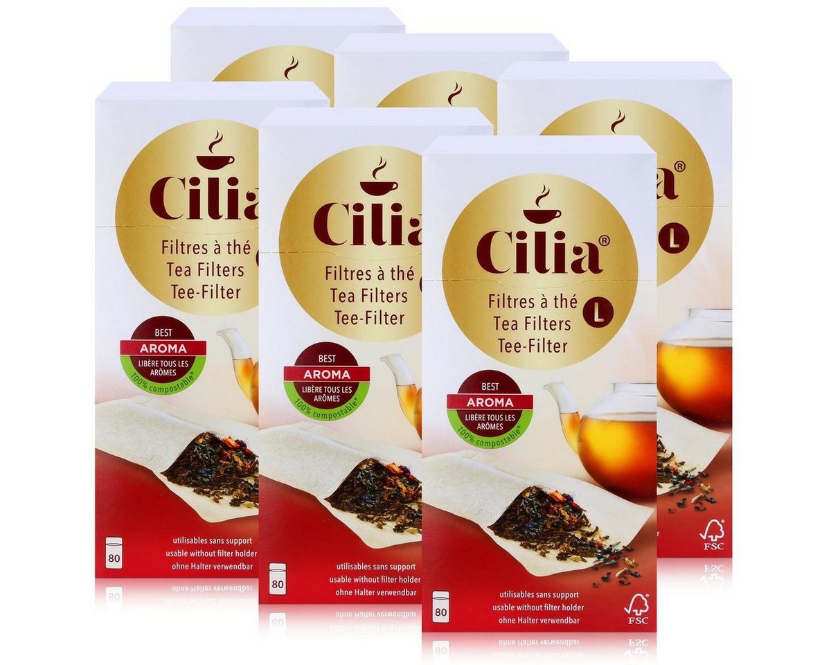 Cilia Teesieb CILIA® Teefilter 80 Stk. Grösse L ohne Halter verwendbar (6er Pack) von Cilia