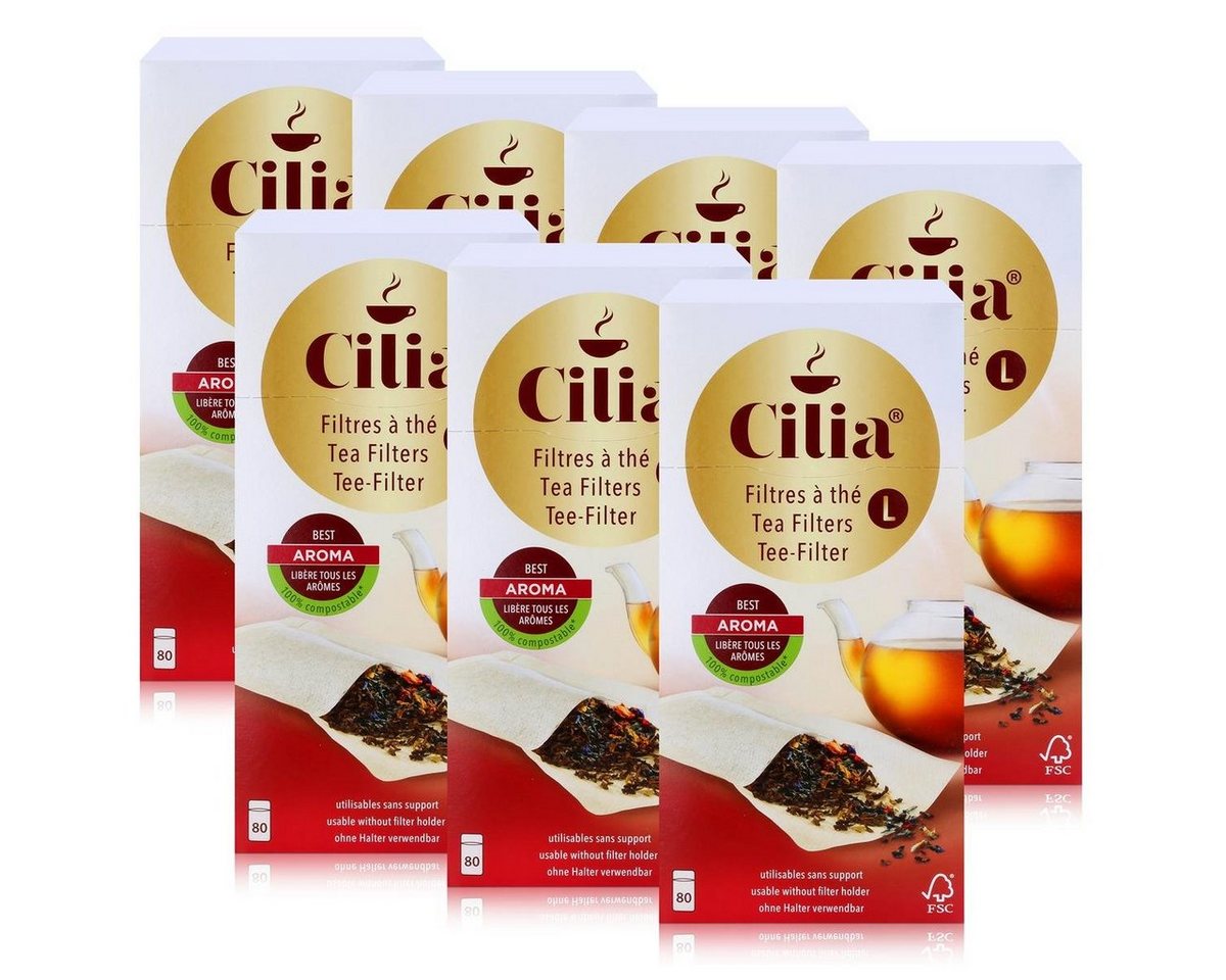 Cilia Teesieb CILIA® Teefilter 80 Stk. Grösse L ohne Halter verwendbar (7er Pack) von Cilia