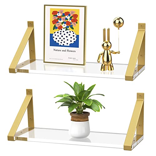 Cilinta Transparente Regale, goldene schwebende Regale, Wandmontage, strapazierfähig, 8 mm, transparentes Acryl, unsichtbare Wandregale für Schlafzimmer, Wohnzimmer, Bad, Büro, Display-Dekor (33 cm) Cilinta Transparente Regale, goldene schwebende Regale, Wandmontage, strapazierfähig, 8 mm, transparentes Acryl, unsichtbare Wandregale für Schlafzimmer, Wohnzimmer, Bad, Büro, Display-Dekor (33 cm) von Cilinta