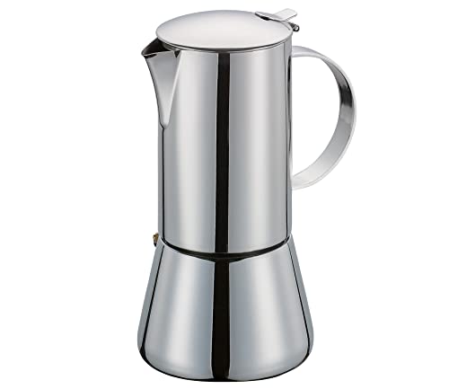 Cilio AIDA Espressokocher 10 Tassen | Edelstahl poliert | für alle Herdarten, auch Induktion geeignet | Ø 9cm, H:17,5cm | italienische Kaffeemaschine | Cafetera | Mokka Maschine von Cilio