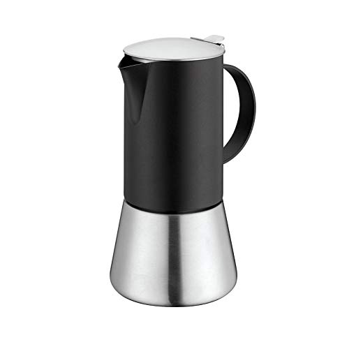 Cilio AIDA Espressokocher 4 Tassen | Edelstahl poliert und matt schwarz | für alle Herdarten, auch Induktion geeignet | Ø 9cm, H:17,5cm | italienische Kaffeemaschine | Cafetera von Cilio