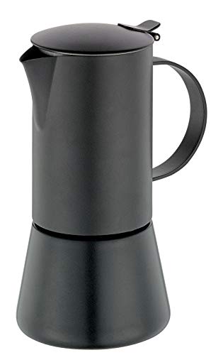 Cilio AIDA Espressokocher 6 Tassen | Edelstahl schwarz, matt | für alle Herdarten, auch Induktion geeignet | Ø 9cm, H:17,5cm | italienische Kaffeemaschine | Cafetera von Cilio