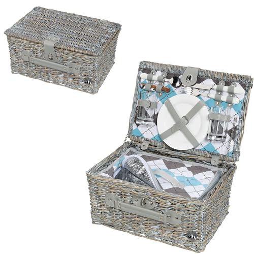 Cilio 0000155716 Picknick-Korb Stresa deluxe, Holz, braun, 19,8 x 30,6 x 41,4 cm von Cilio