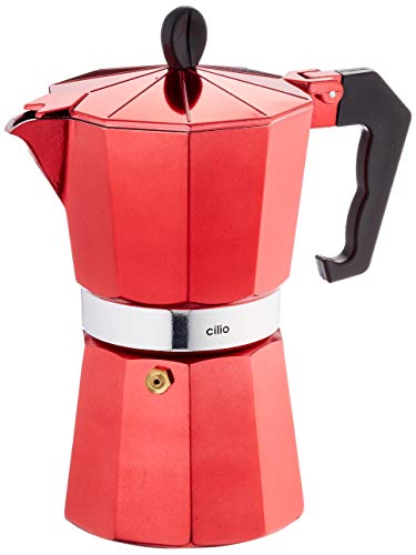 Espressokocher Classico metallic rot, 6 Tassen von Cilio