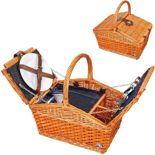 Cilio 156812 Salerno Picknickkorb, Weide, Rotbraun 38x26x37 cm von Cilio