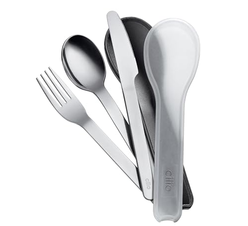 cilio Besteckset GITA | 3-teilig | Edelstahl rostfrei | Reisebesteck für unterwegs | Spülmaschinenfest | Messer, Gabel, Löffel | Wiederverwendbares Besteck zum mitnehmen | Box aus Kunststoff cilio Besteckset GITA | 3-teilig | Edelstahl rostfrei | Reisebesteck für unterwegs | Spülmaschinenfest | Messer, Gabel, Löffel | Wiederverwendbares Besteck zum mitnehmen | Box aus Kunststoff von Cilio