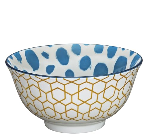 cilio Bowl AMICI Waben | Porzellan Schüssel bunt | Gebrannt bei 1300 °C | Ramen Schüssel | Spülmaschinen- und mikrowellengeeignet | Glasierter Boden | Müslischale | 7 cm/Ø 15,5 cm | 500 ml von Cilio