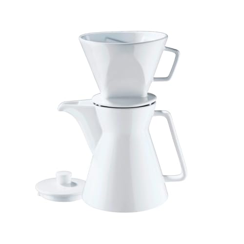 cilio Kaffeekanne mit Filter Vienna für 1 Liter Kaffee | 18 x 14 x 18 cm | Porzellan Kaffeefilter Größe 4 | Porzellan weiß | Pour Over Kaffeebereiter | Kaffeefilter wiederverwendbar von Cilio