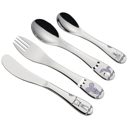 cilio Kinderbesteck PARTY | 4-teilig | Rostfreier Edelstahl | Ergonomische Form | Kindermesser 21 cm, Kindergabel 21 cm, Kinderlöffel 20 cm, kleiner Löffel 17 cm | Tiermotive eingraviert cilio Kinderbesteck PARTY | 4-teilig | Rostfreier Edelstahl | Ergonomische Form | Kindermesser 21 cm, Kindergabel 21 cm, Kinderlöffel 20 cm, kleiner Löffel 17 cm | Tiermotive eingraviert von Cilio