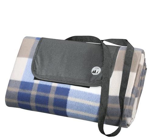 Cilio Picknickdecke Weekend, Unterseite wasserabweisend, Outdoor Decke Polyester, weiche Oberfläche, mit Klettverschluss und Trageriemen, Geeignet für Picknick, Strand und Camping, 145x130 cm, Braun von Cilio