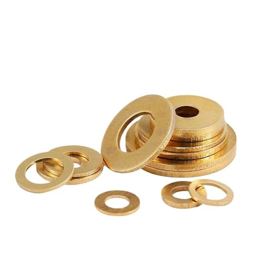 1–100 Stück Messing-Unterlegscheibe M2 M2.5 M3 M4 ~ M20 Dicke 0,4 mm – 3 mm Massivkupfer-Flachscheibe DIN 125 Shim Pad Runddichtung aus einfachem Messing Unterlegscheiben Hardware(M2x5x0.4(100Pcs)) von Cilky