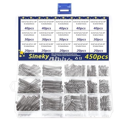 Cilky 450-teiliges Druckfedern-Sortiment, Edelstahlfedern, Federsortiment für Werkstatt- und Heimreparaturen Small Springs Compression von Cilky