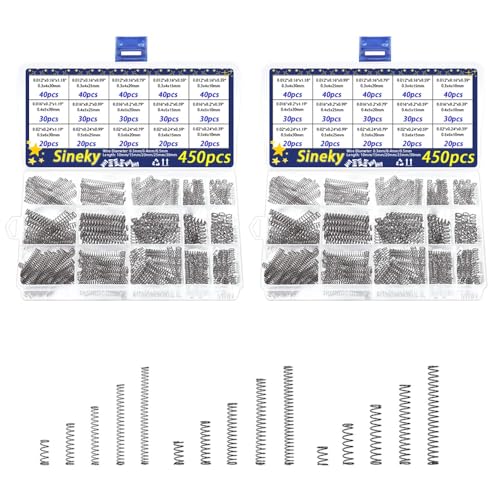 Cilky 900-teiliges Feder-Sortiment-Set in Mini-Größe, 304-Edelstahl-Druckfeder-Sortiment-Set für 3D-Drucker-DIY-Projekt, 10–30 mm Länge (2er-Pack 450 Stück) Small Springs Compression von Cilky