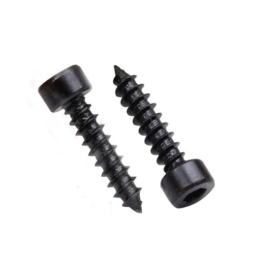 Cilky Metallschrauben 10/20/50 Stück M2 M2,6 M3 M3,5 M4 M5 M6 Kohlenstoffstahl mit schwarzem Innensechskant, selbstschneidende Schraube, Modellschrauben(M2-8mm(50pcs)) von Cilky