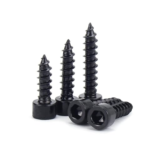 Cilky Metallschrauben 10/20/50 Stück M2 M3 M3,5 M4 M5 M6 Schwarze zylindrische runde Tasse Käsekopf Sechskant Innensechskant selbstschneidende Schraube Modell Holzschraube(Black Zinc,M4 x 50 (10pcs)) von Cilky