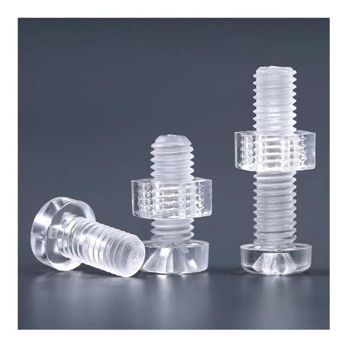 Cilky Metallschrauben 10/20sets M3 M4 M5 M6 Acryl Klar Schraube + Mutter Kombination Transparent Kunststoff Runde Kopf Pan Kreuz Kopf Schraube + Muttern(20 Sets,M6x12) von Cilky