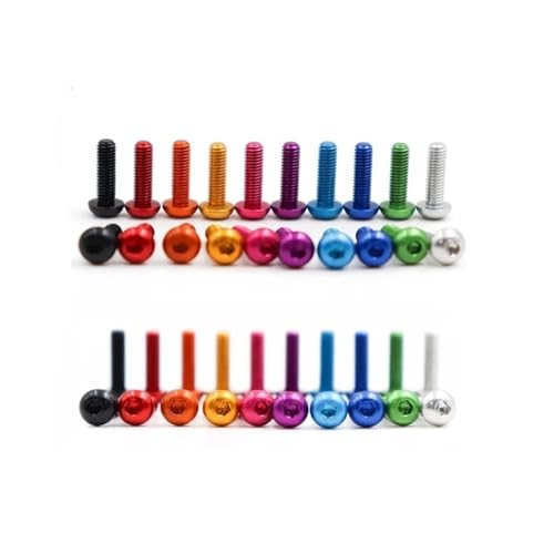 Cilky Metallschrauben 10 Stück Aluminium-Sechskantschraube M3 M4 M5 M6 * 5/6/8/10/12/16/20/25/30 Bunte Aluminium-Innensechskantschraube(M4x12,Purple) von Cilky