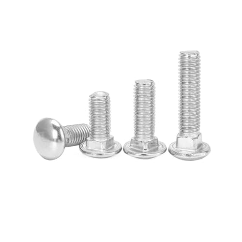 Cilky Metallschrauben 5 Stück M4 M5 304 Edelstahl Rundkopf Vierkanthals Schlossschraube Bolzen für Regal Schreibtisch 12-40mm(20mm,5pcs M4) von Cilky