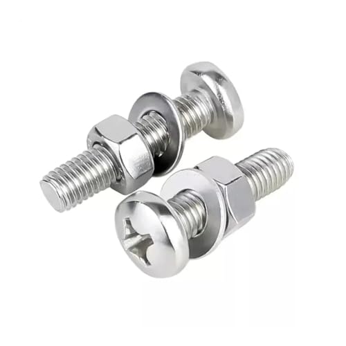 Metallschrauben 2-20 Stück M3 -M8 304 Edelstahl Schraubenmutter Unterlegscheibe Set Rundkopf Kreuzschraube Kreuzschlitzschraube(30mm,M5-5 Set) von Cilky