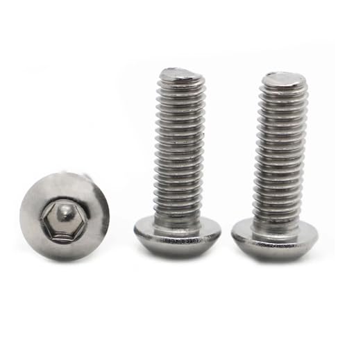 Metallschrauben 5-20 Stück M4-M8 304 Edelstahl oder schwarz G10.9 Innensechskantschraube Linsenkopf Inbusschrauben(304 Stainless Steel,45MM_M6 10PCS) von Cilky