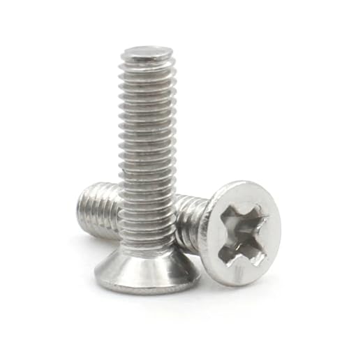 Metallschrauben 50 Stücke M1.4 M1.6 M2 M2.5 Legierter Stahl 8.8 SUS304 Edelstahl Kreuzschlitz Flache Senkschrauben Bolzen(304 Stainless Steel,10MM_M2 X 50PCS) von Cilky