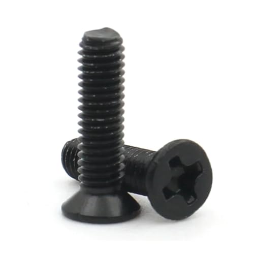 Metallschrauben 50 Stücke M1.4 M1.6 M2 M2.5 Legierter Stahl 8.8 SUS304 Edelstahl Kreuzschlitz Flache Senkschrauben Bolzen(Black Alloy Steel,3MM_M2.5 X 50PCS) von Cilky