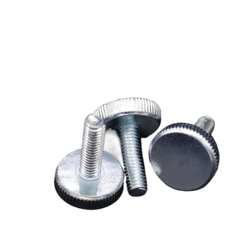 Metallschrauben 5Pcs M3 M4 M5 Rändel Flache Kopf Hand Festziehen Daumen Schraube Vorhang Wand Glas Rändelschraube Einstellen Werkzeuglose(18mm,5pcs M3) von Cilky